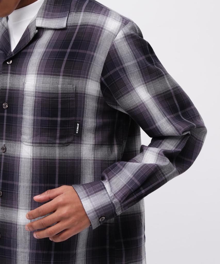 AVIREX РУБАШКА OMBRE CHECK NYC С ДЛИННЫМ РУКАВОМ OMBRE CHECK Нью-Йорк Размер Рубашка, Город, Мужская, 2XL, 010, Черный, 783-5120007