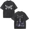 Mayhem Darkthrone Vintage Washed Tshirts Death Black Metal Rock Band Tshirt Unisex Unisex Gothic Punk Oversized T Shirt Streetwear