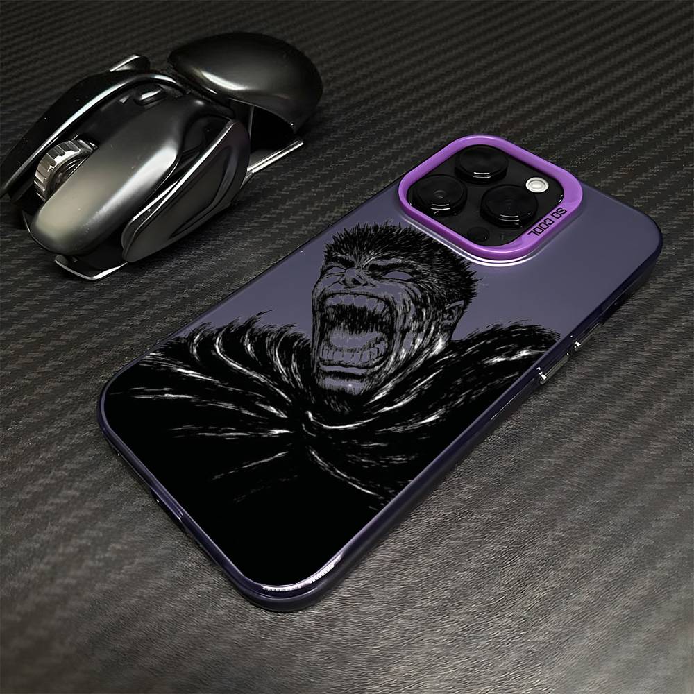 ЯПОНСКОЕ АНИМЕ B-Берсерк G-Гатс Чехол для телефона для iPhone17,16,15,14,13,12,11 Plus,Pro Max Фиолетовый Матовый Ударопрочный Чехол