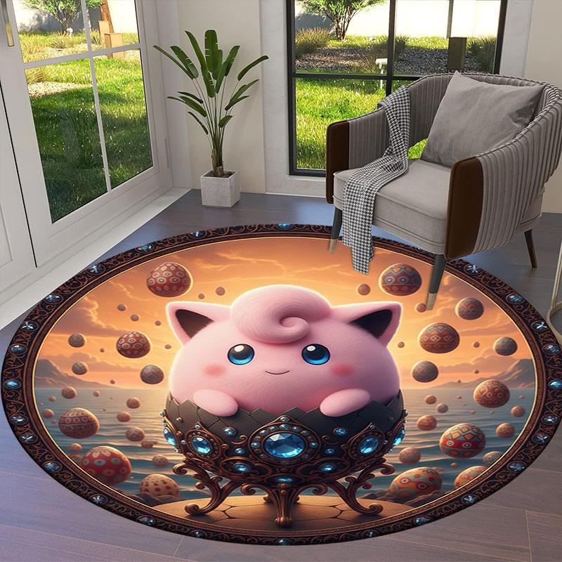 CartoonEaster Round Area Rug,Carpet Rug for Living Room Bedroom Sofa Playroom Decor,Non slip Floor Mat