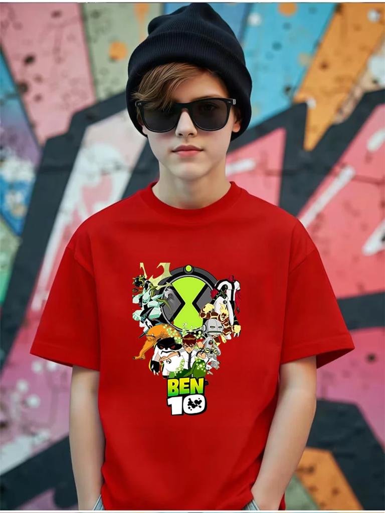 Ben 10 Diamondhead Heatblast Four Arms Short Sleeve Top Kids Summer Cute Cartoon Crewneck Boys Girls Ages 3-14