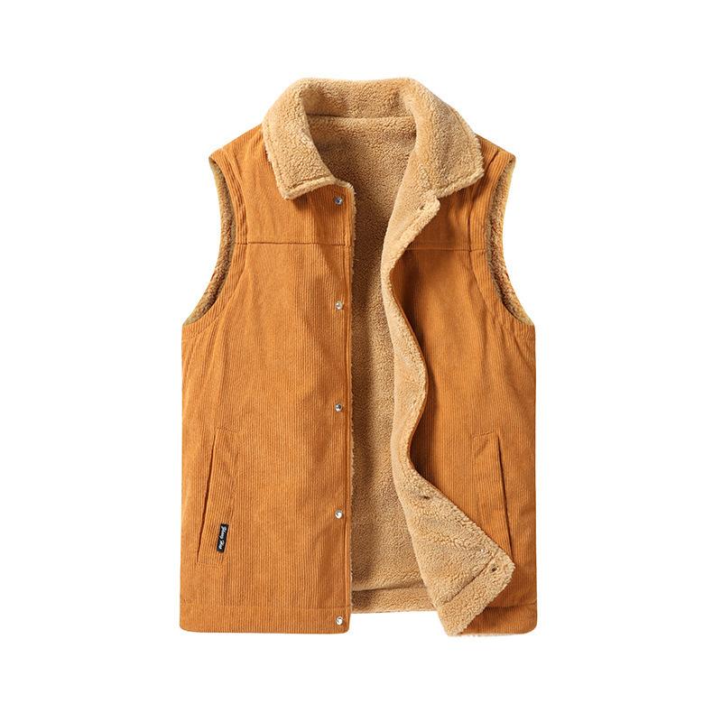 Plus Size Autumn and Winter Lambhair Vest, Thick Vest, Corduroy Vest, Men's Jacket, Lapel, Workwear Vest