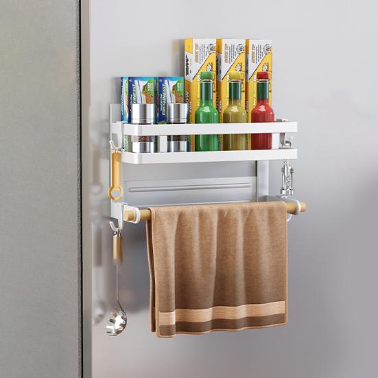 Магнитная полка для холодильника, держатель для бумажных полотенец, прочная, несущая, простая установка, полка для специй, кухня