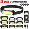 COB LED Headlamp 3 Modes USB Type-C Rechargeable Built-in Battery Head Flashlight Head Torch Camping Hiking Fishing Lantern