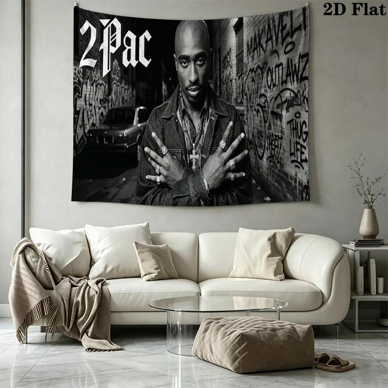 Tupac Poster Wall Tapestry Aesthetic Wall Hanging Printed Fabric Blanket Decorative Tapestries for Bedroom Living Room Home Decor