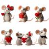 Wool Felt Valentine's Day Felt Mouse Mini Size Valentines Day Decor Mouse Ornaments  Wedding Decor