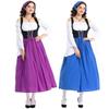 New Medieval Farm Maid Halloween Costume: Oktoberfest Long Dress for Adults and Parent-Child Performances