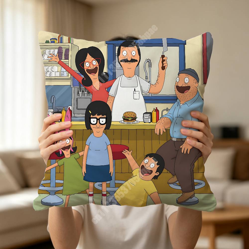 Мультяшная Подушка для Дивана Bob's Burgers Чехол для Подушки Уютный Акцент для Спальни Мебель для Студии