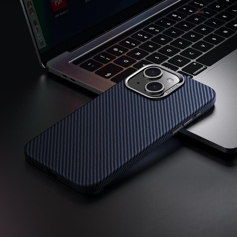 Подходит для чехла для телефона Apple 15promax, Текстура углеродного волокна iPhone16 Противоударный Магнитный 14 Простой и высококлассный чехол
