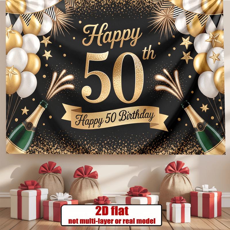 Party Backdrop Flat Golden Balloons Champagne Bottles Multi Family Weddings Birthdays Celebration Photo Booth Front Door Decor