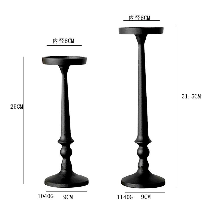 Black Cast Iron Roman Candle Holders Set Dinner Photography Decor