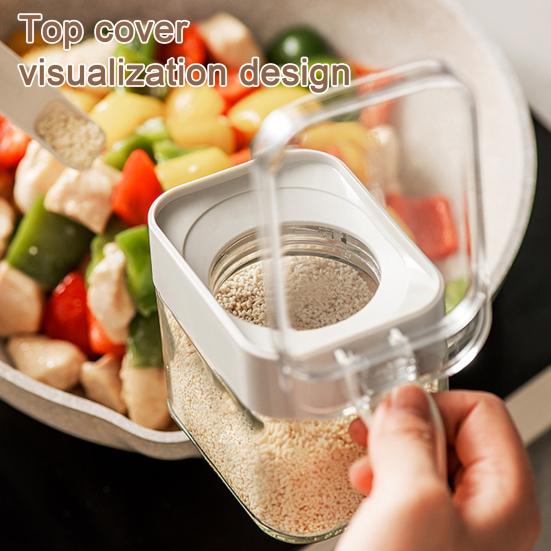 Коробка для приправ с ручкой ложки, пылезащитная крышка, прозрачная многофункциональная столешница, приправа для специй, соль, сахар, стеклянная банка для хранения, контейнер, кухонные принадлежности