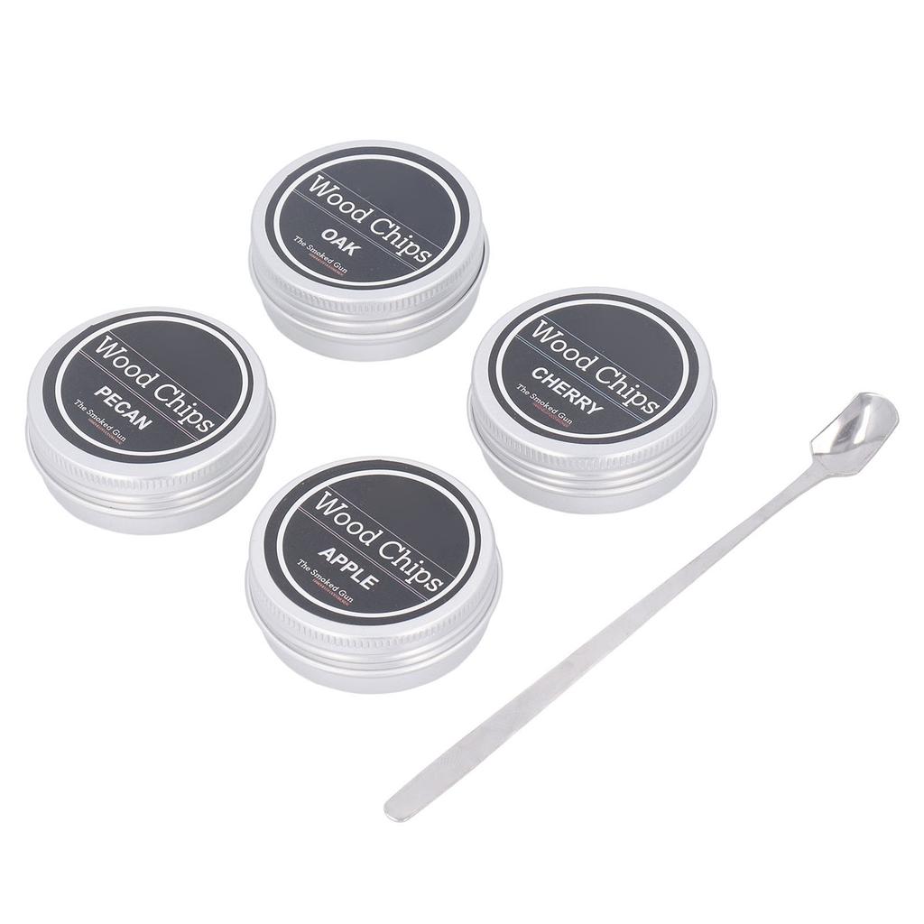 Древесная щепа для коптильни Cocktail Smoker 4 вкуса Натуральная древесная щепа, включая вишню, яблоко, пекан, дуб для