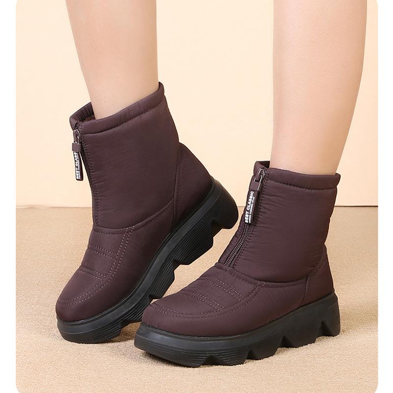 Зимняя обувь 2025 года для женщин: сапоги для снега с увеличением высоты на 5 см, водонепроницаемые, для холодной зимы, женские ботильоны, нескользящие, из хлопка, черные, красные, большие размеры 41.