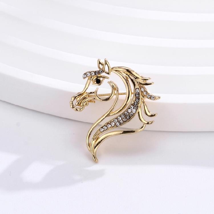 Shining Horse Head Decorative Pin Brooch Premium Alloy Material Crystal Accents Versatile For Daily Occasions Party