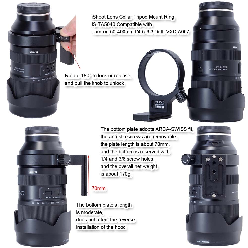 Tripod Mount Lens Support Lens Bracket Tripod Tripod Mount Compatible with Tamron Di III VXD with Quick Release Plate At the Bottom with Screw