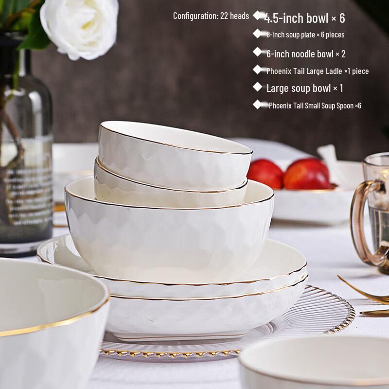 Tanghui 22-Piece Water Cube Ceramic Dinnerware Set