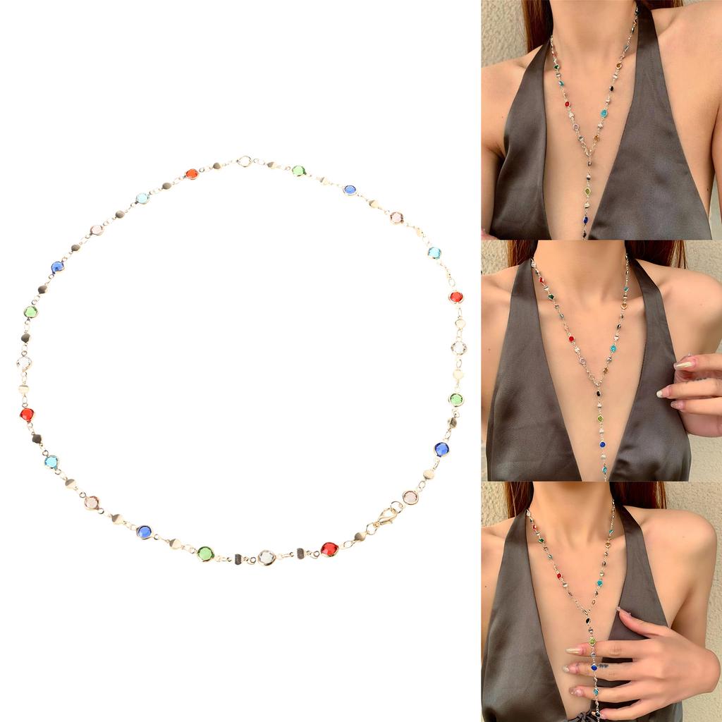 Colorful Neck Chain Beads Necklace Adjustable Chain Necklace Stylish Neck Jewelry Suitable for Women and Girl Present