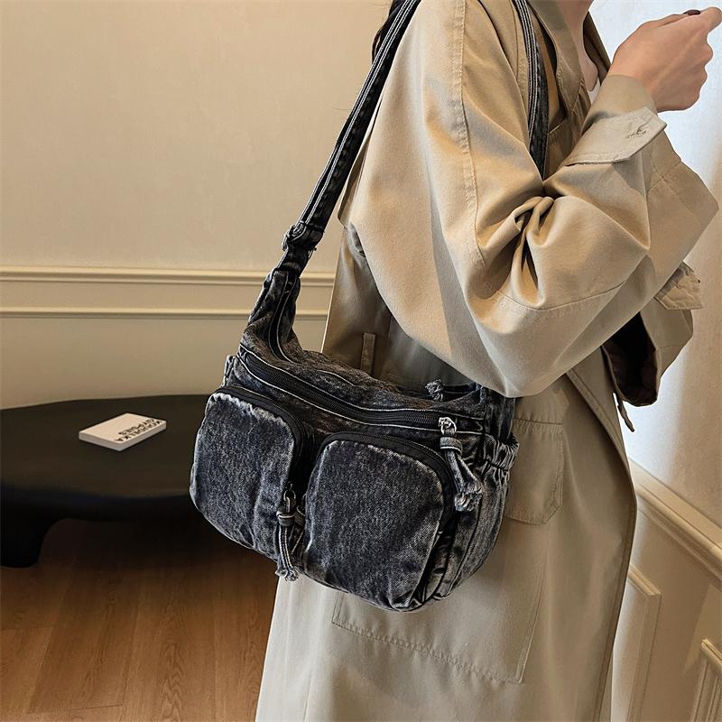 Женская сумка через плечо из денима большой емкости