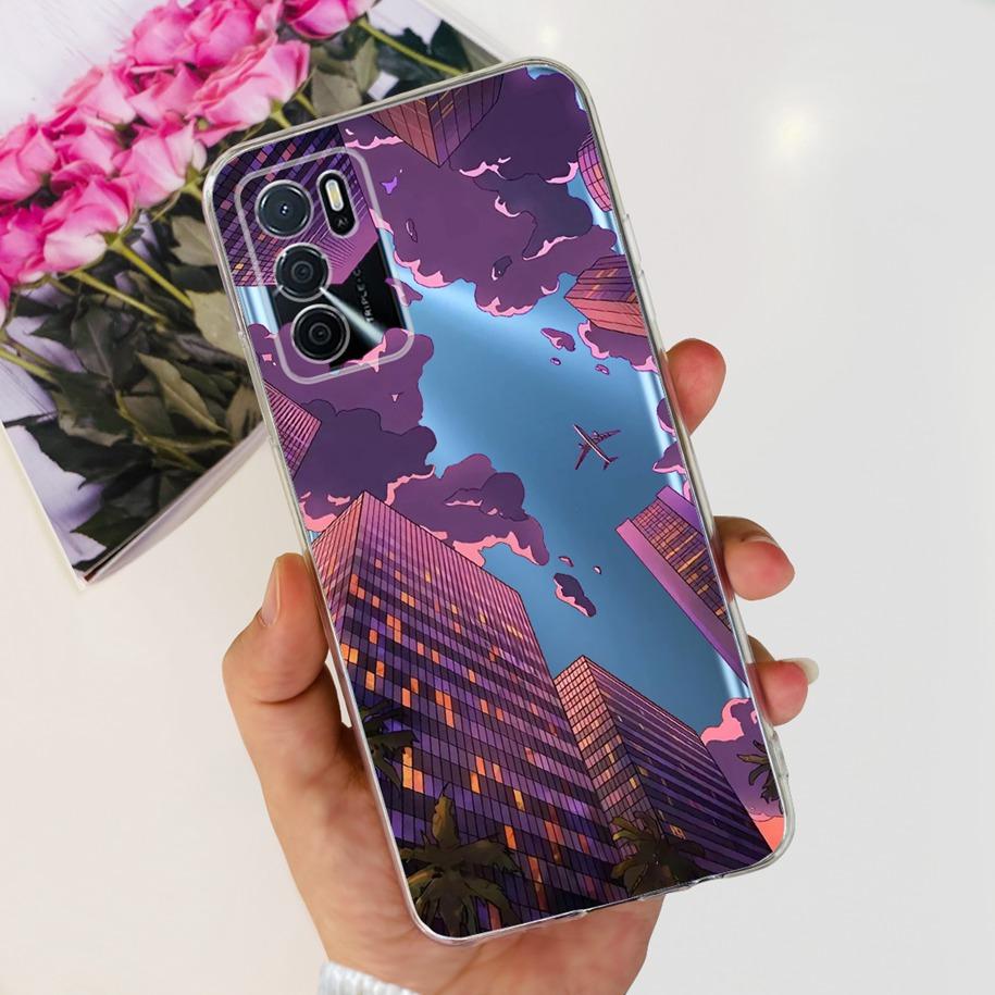 For OPPO A16 Case A16S A54S Soft Silicone Phone Case For Oppo A16 CPH2269 Clear Flower Funda Back Cover on OPPOA16s A 54s Bumper