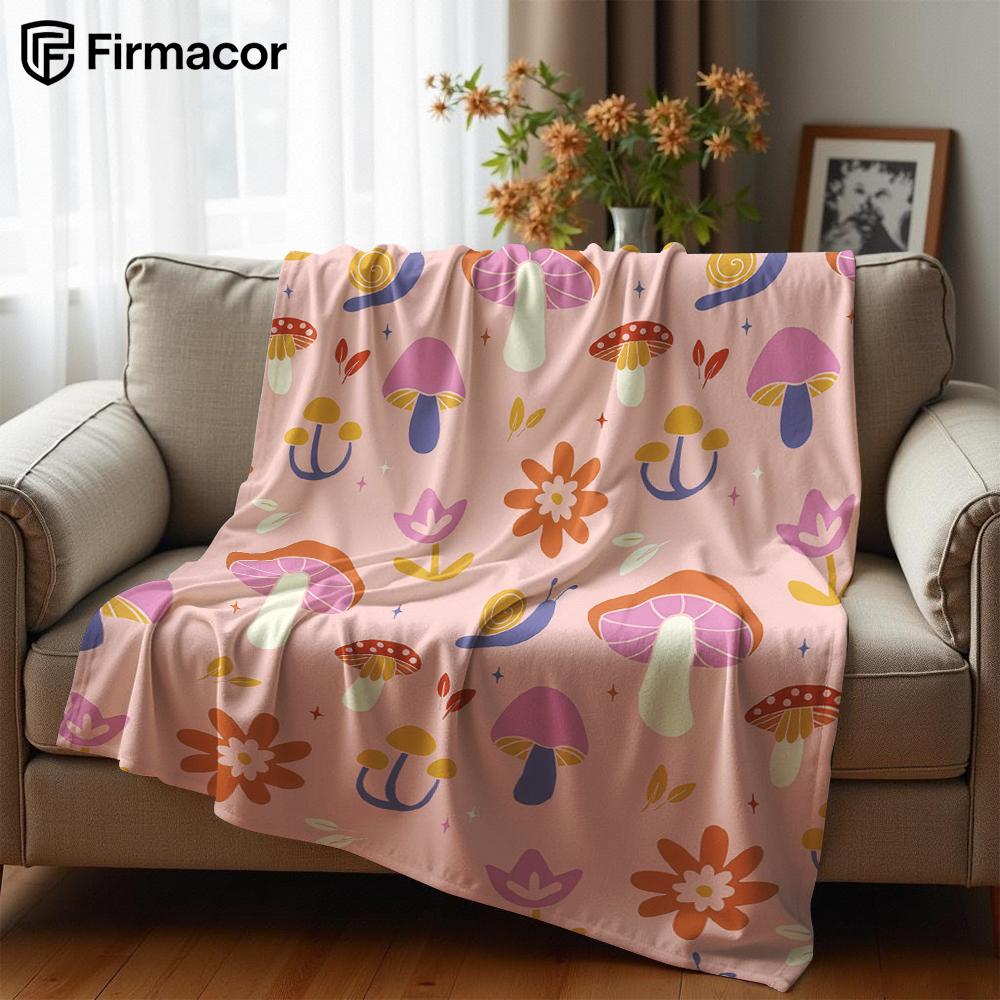 Mushroom Snail Lightweight Microfiber Soft Christmas Fleece Blanket Warm Cozy Throw for Bed Sofa Office Travel All Season