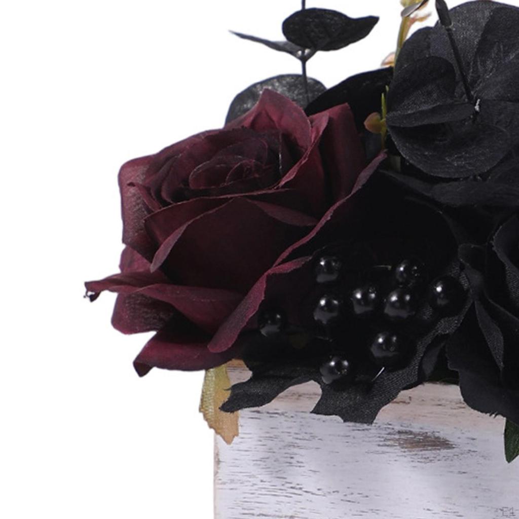 Хэллоуин Композиция из искусственных цветов в деревянной коробке Искусственное настольное украшение в коробке для