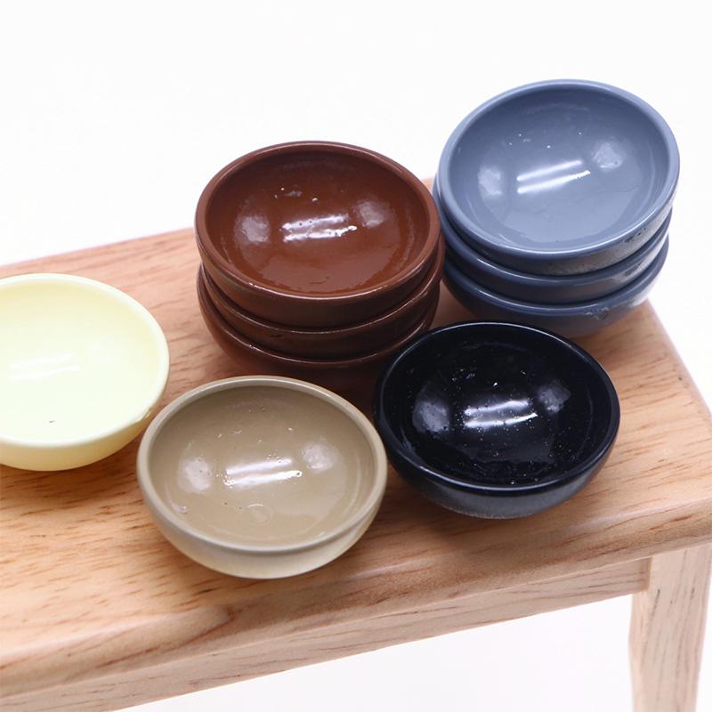 5Pcs 1:12 Dollhouse Miniature Fruit Bowl Salad Bowl Soup Plate Mini Cutlery Kitchen Tableware Decor Toy Doll House Accessories