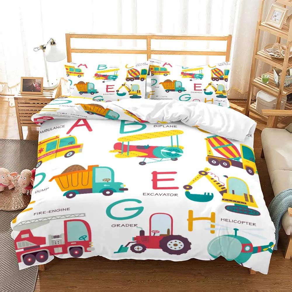 Детский комплект постельного белья Экскаватор Двуспальный Односпальный Размер Постельное белье Для Зимы Милый Мультяшный Комплект Пододеяльников Наволочки 100% Высокое Качество