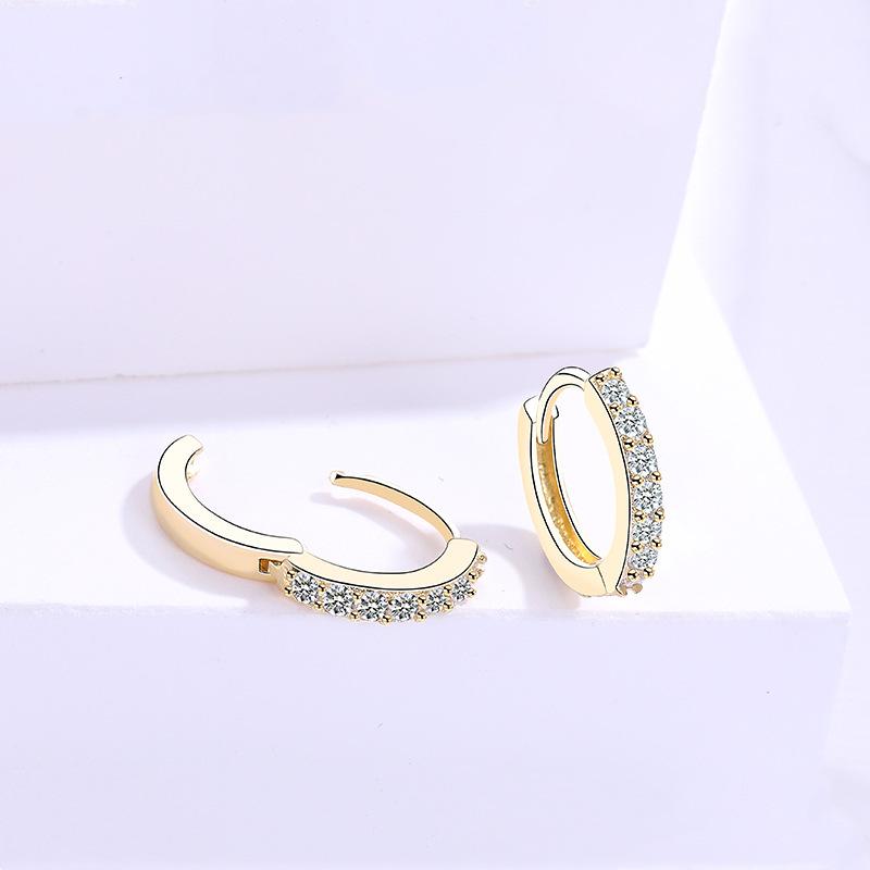 Korean Style S925 Sterling Silver Circle Earrings with Zircon Inlay – Women's Simple Studs