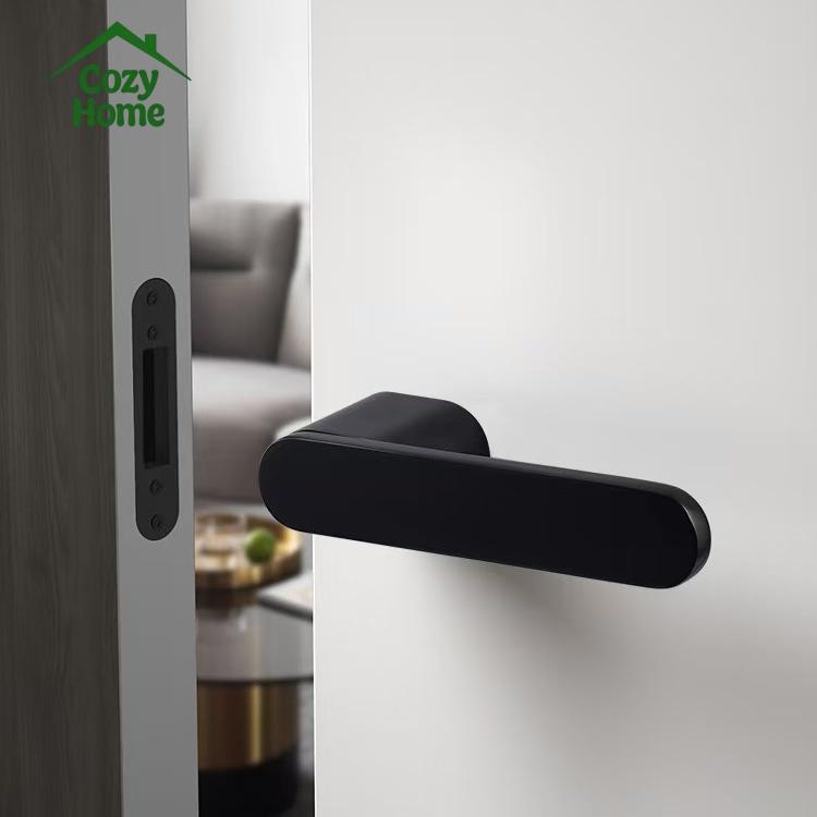 Modern Minimalist Zinc Magnetic Door Lock Bedroom Handle Keyless Door Lock Easy Installation Privacy Door Handle with Lock