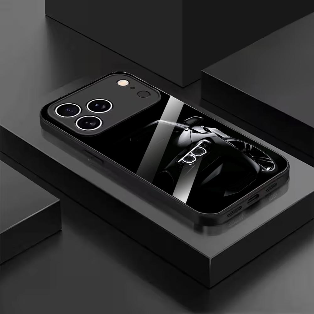 Edgy Sports Car Headlight Glass phone case mobile phones for iphone 17 pro max cover for iPhone 17 16 15 14 13 12 11pm Pro Plus