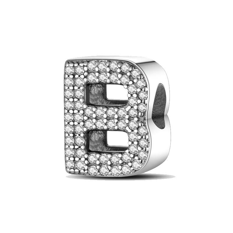 Fit Bracelets Charms 925 Silver 26 Alphabet Letters Charms Beads for Women Fine DIY Birthday Jewelry Gifts Making