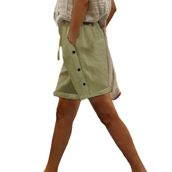 Женские повседневные шорты, эластичные шорты с завязками на высокой талии и карманами, летний пляжный наряд для отдыха