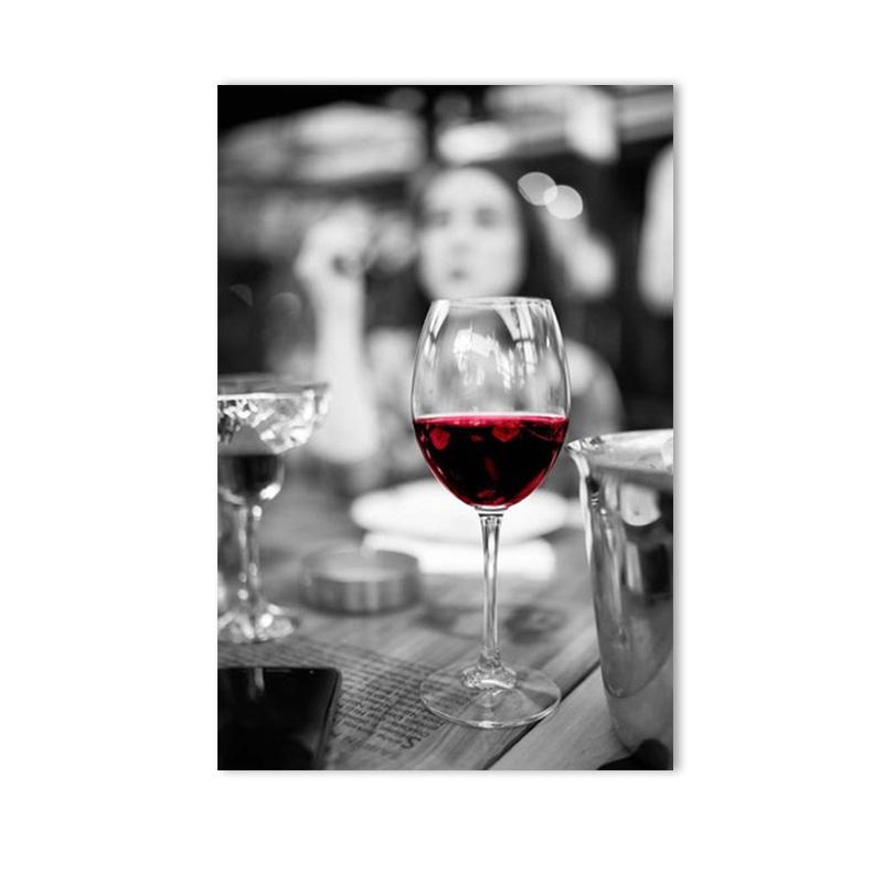 Мода Красное вино Чашка Искусство Холст Картина Современные Плакаты и Принты Западный Ресторан Бар Настенное Искусство Картина Коридор Домашний Декор