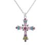 Готическое ожерелье с розовым крестом Y2K, фиолетовое циркониевое ожерелье в стиле панк, ожерелье с крестом в форме сердца, женские ювелирные аксессуары