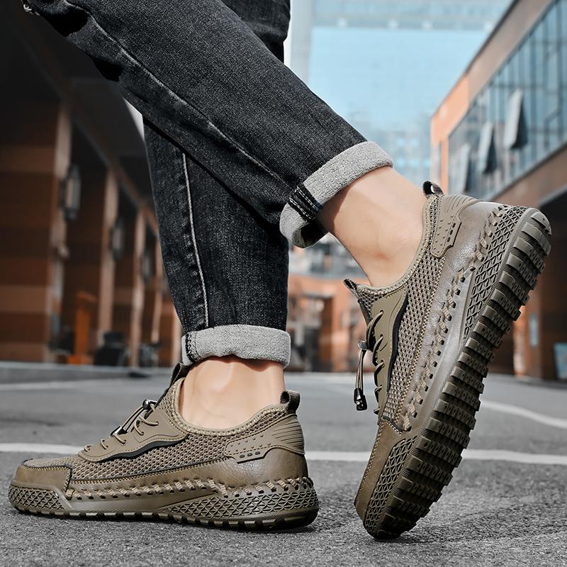 Outdoor Mesh Men Sneakers Slip On Breathable Summer Casual Shoes Lightweight Camping Hiking Mountain Climbing Sneaker Mens Top