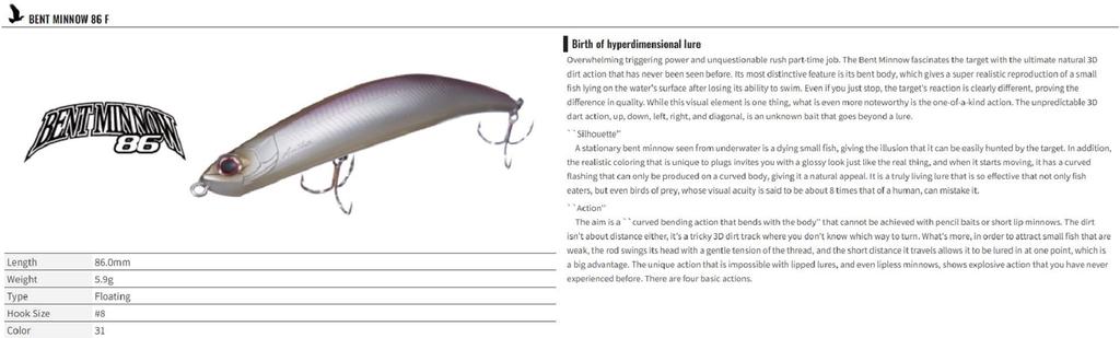 Распродажа OSP Bent Minnow 86F Плавающий воблер H-04 (7294)