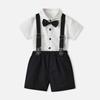Summer Boys Shirt Shorts Set Kids Short Sleeve Shirts Suspender Shorts Suit Gentleman Outfits