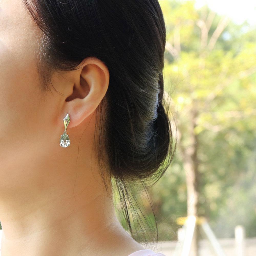 Новый дизайн, серьги с застежкой из натурального бразильского зеленого аметиста, стерлинговое серебро 925 пробы, изысканные ювелирные изделия, груша, 8*12 мм для женщин