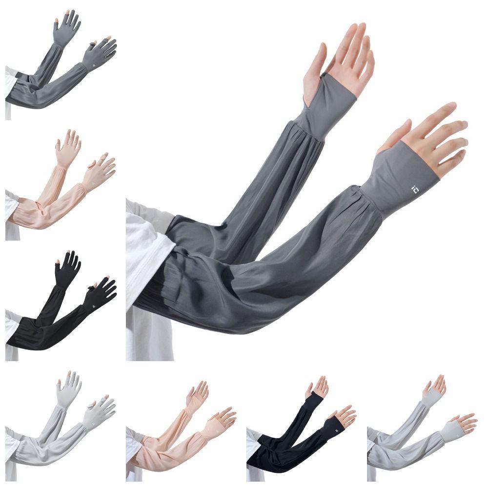 Flip-finger Ice Silk Sleeves Gloves Anti-UV Cycling Gloves Breathable Sunscreen Sleeve Outdoor