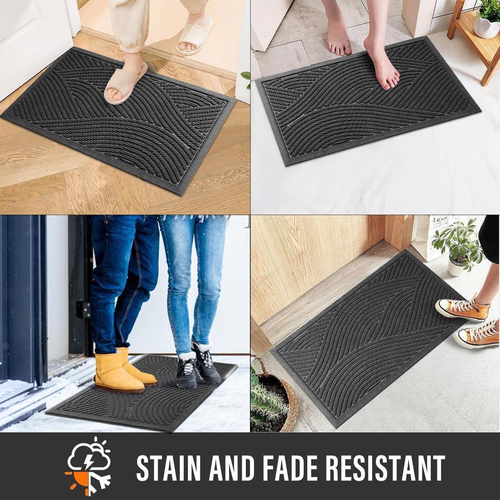 Sturdy Front Door Mat, Absorbent Muddy Dirt Resist Welcome Mats Outdoor Indoor, Stain and Fade Resistant Non-Slip Backing Entry