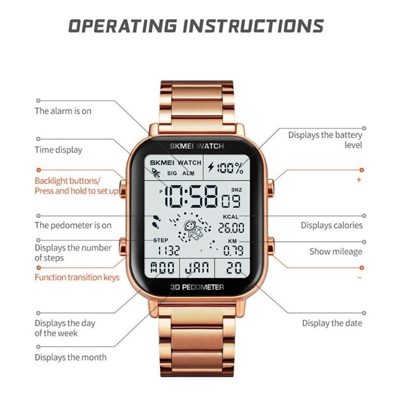 Skmei 1888 модные спортивные цифровые часы мужские секундомер обратный отсчет наручные часы календарь водонепроницаемые электронные часы