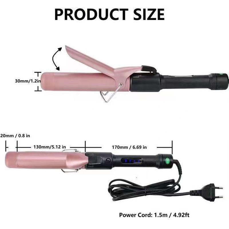 25 мм щипцы для завивки волос 1 дюйм профессиональные щипцы для завивки волос турмалиновое покрытие цилиндрический щипцы для завивки волос, ЖК-дисплей с 9 настройками нагрева
