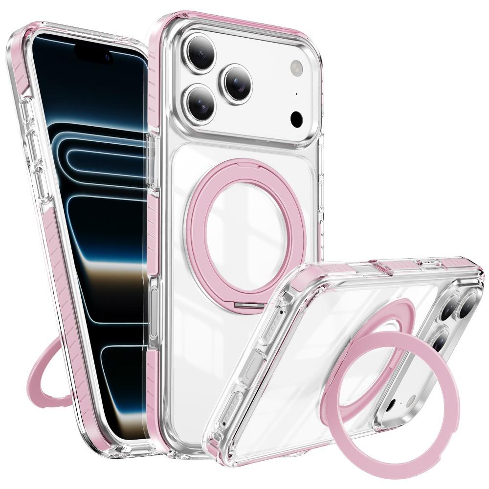 Модный прозрачный магнитный чехол для телефона для iPhone 17 Air 16 15 14 Plus 13 Pro Max, 360-градусный держатель-кольцо для MagSafe, противоударный чехол