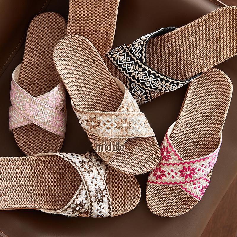 Женские льняные тапочки для дома с противоскользящим покрытием, бесплатная доставка, круглогодичные дезодорирующие тапочки для пар