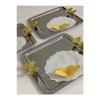 Роскошный квадратный презентационный поднос с двойной бабочкой из нержавеющей стали, 6 предметов