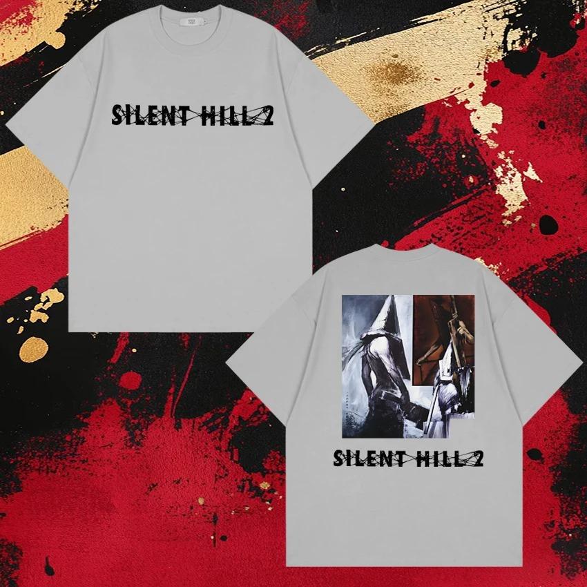 2026 Новое в Silent Hill 2 Головка-пирамида Хоррор Игра Принт Футболки Мужчины Женщины Готический Винтажный Панк Топы Унисекс Короткий Рукав Футболка
