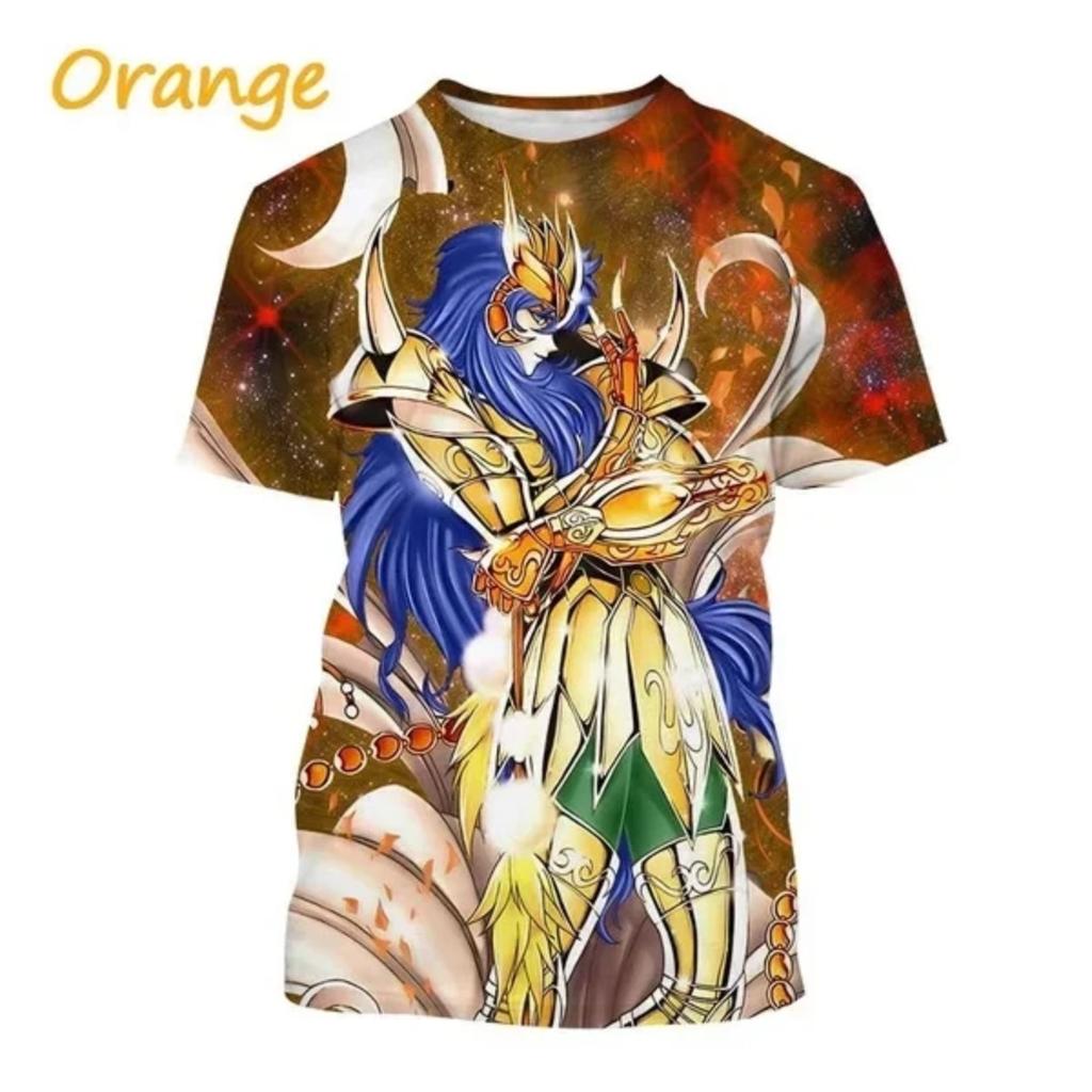 2024 Последняя летняя мода Harajuku детская мультяшная футболка с принтом Saint Seiya 3D унисекс с короткими рукавами