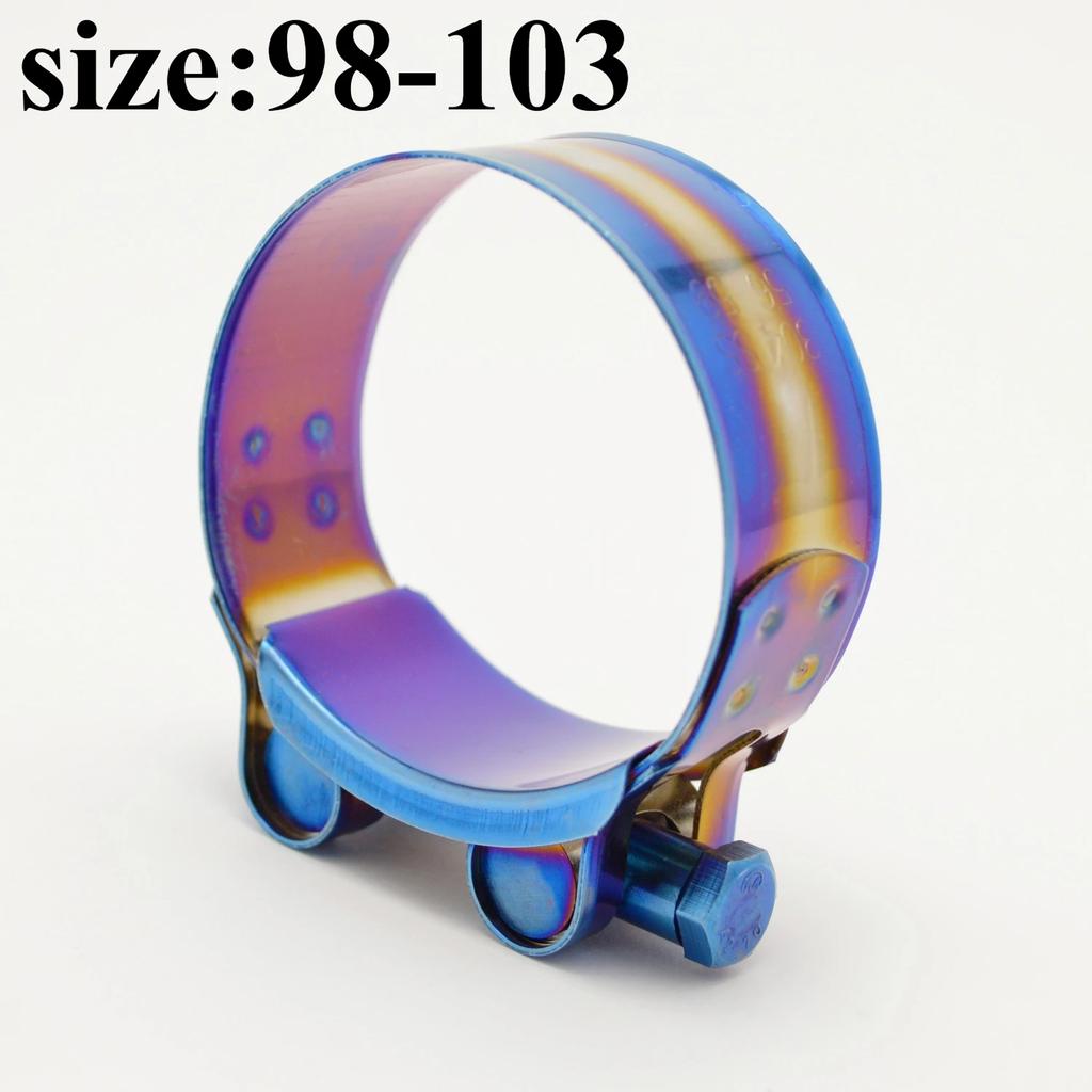 1pcs 26mm /114mm T Bolt Clamp Stainless Steel Hose Clamp Kit Adjustable Titanium Blue Hose Clamps 304 Stainless Steel Hose Clips