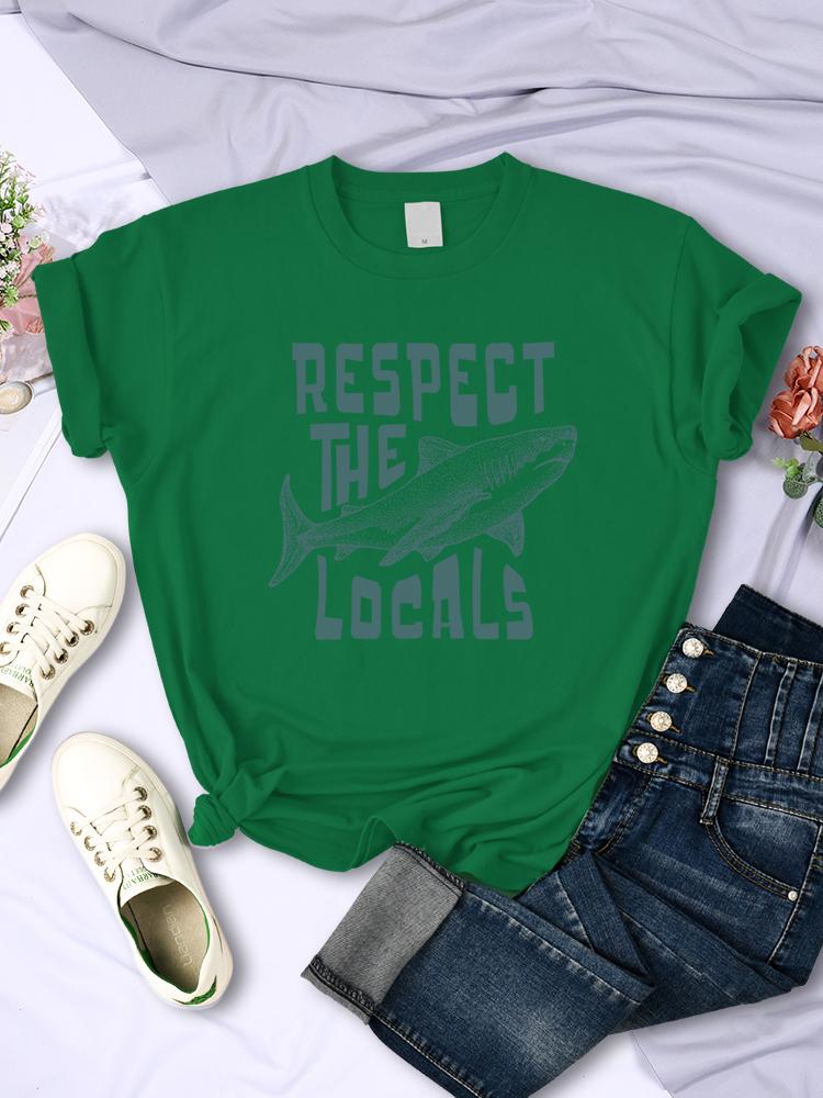 Respect The Locals Shark Новые 3D-принты Женская футболка Одежда Повседневная индивидуальная футболка Уличный хип-хоп короткий рукав Летние женские топы